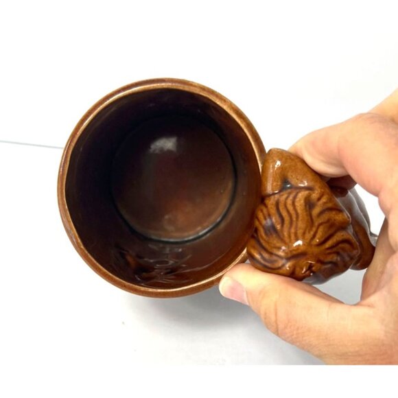 Vintage Japan Ceramic Mug Risque Nude Pin Up Girl Strip Tease Brown Tiki - Picture 5 of 7